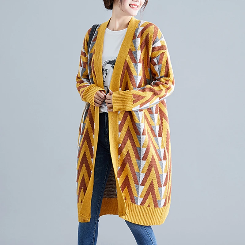 2019 New Design Women Autumn Sweater Knitted High Quality Female Cardigan Striped Ladies Cardigans |