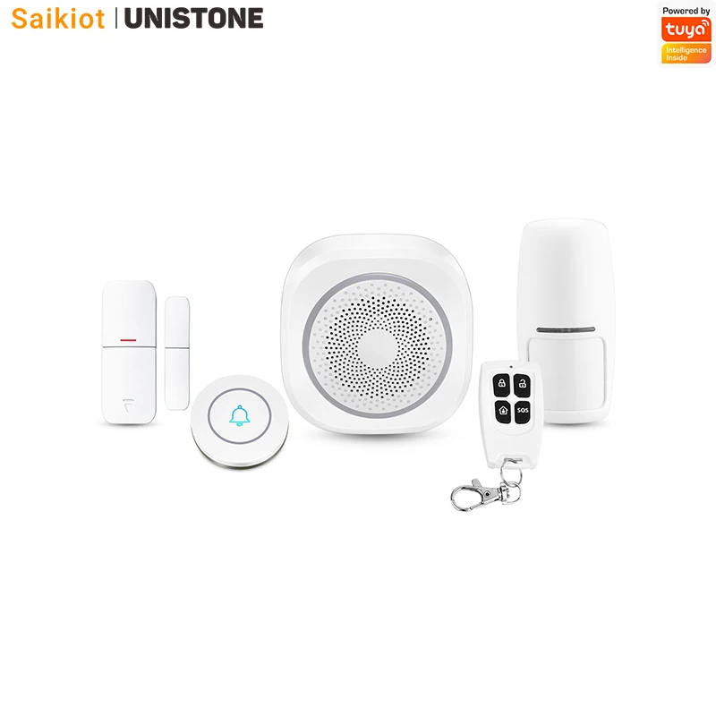 Saikiot Tuya Smart Home Wireless WIFI Alarm System and Doorbell KIT