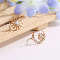 new korean star and moon stud earring studs cute star moon asymmetric earrings for women 2020 fashion jewelry accessories