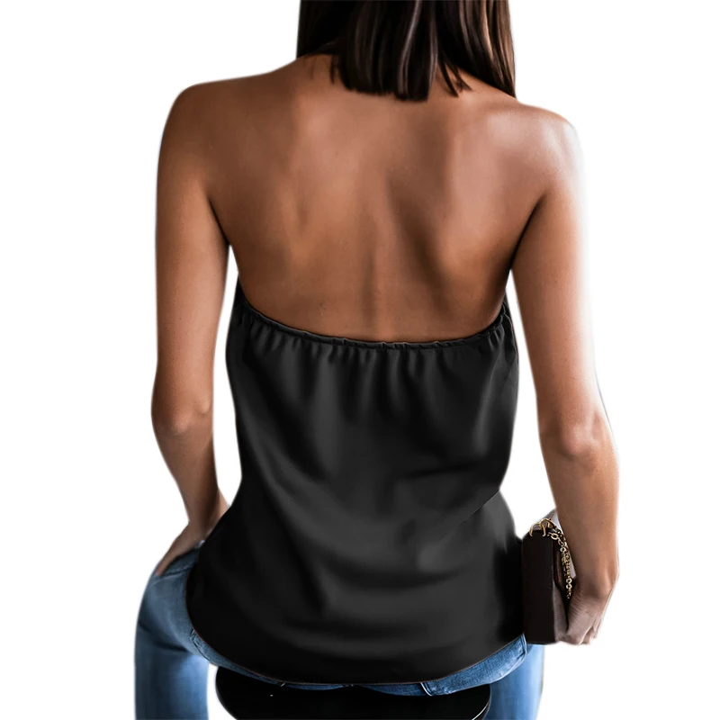 Женская сексуальная майка с глубоким V-образным вырезом летний топ без рукавов