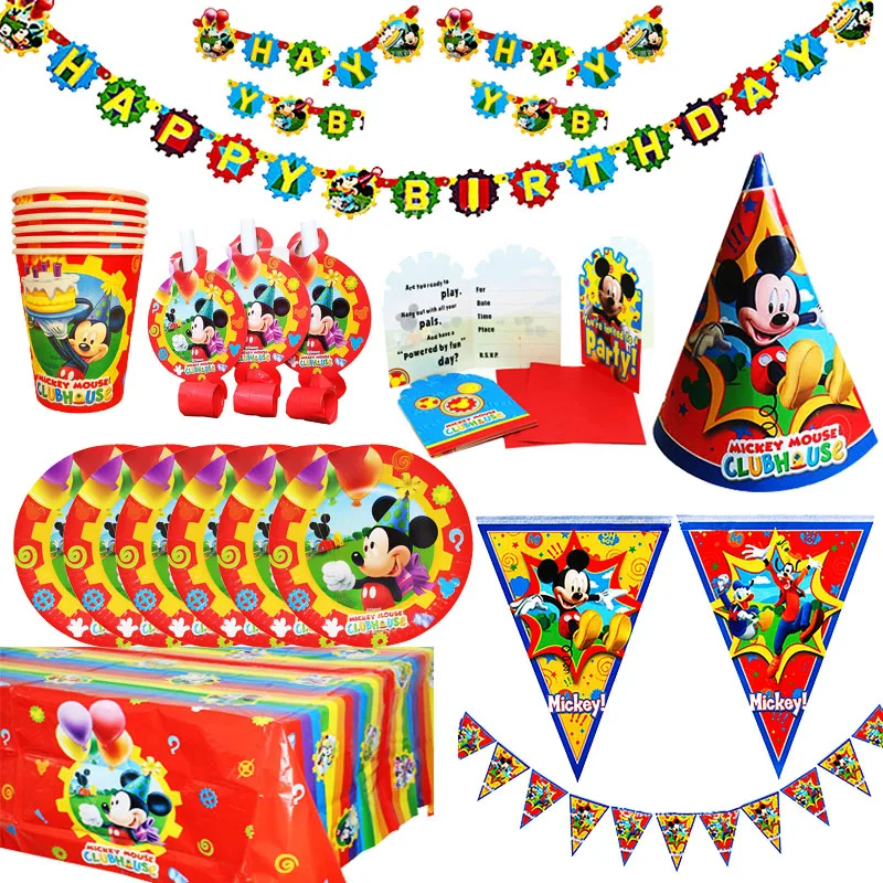 Disney Микки Мауса и Мышь одноразовая посуда тарелки салфетки для стаканчиков