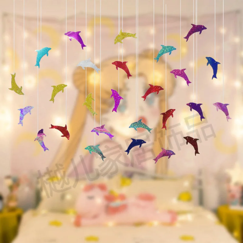 

Room Decorative Articles Girl's Heart Bedroom Decorative ins Wind Romantic Air Hanging Net Red Star Rain Silk Pendant