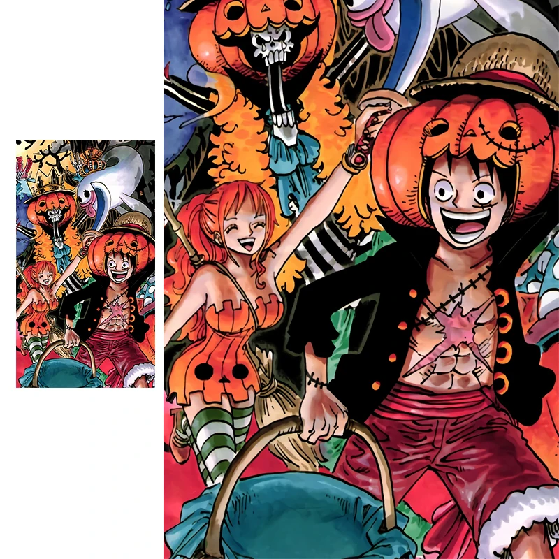 Постер японское аниме One Piece Luffy Nami Хэллоуин платье холст печать для детской