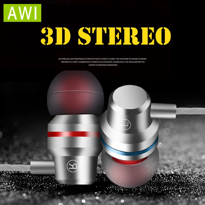 Оригинальные наушники AWI с микрофоном супер бас стерео для xiaomi huawei fone de ouvido