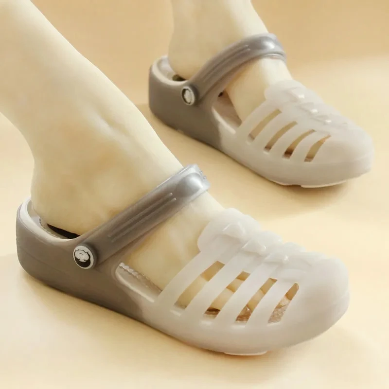 

Hollowed Ombre Jelly Sandals Women Thick Sole Summer Beach Shoes Women's Roman Sandals Two-Tone Shoes Female Strap Sandals Girls