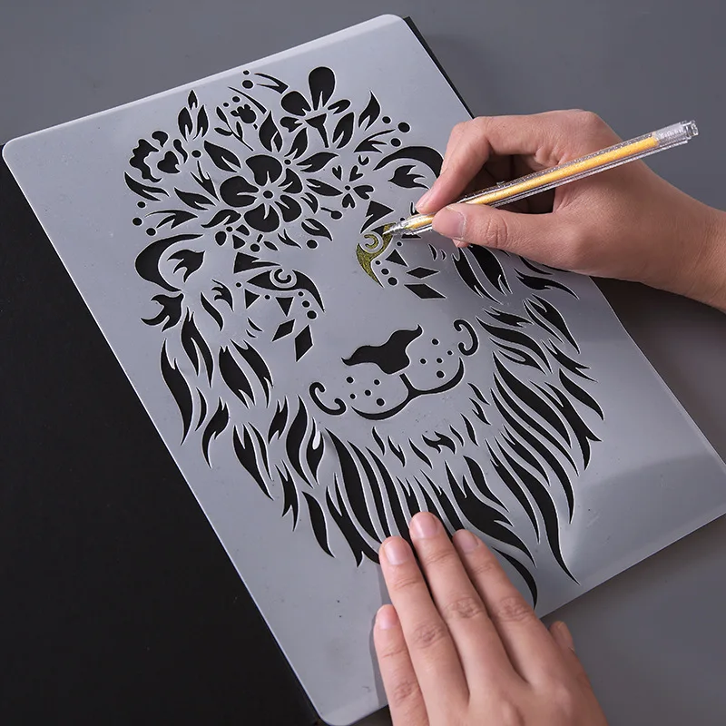 

Painting Template Creative Animal Theme Lace Ruler Personality Stencils for Diy Scrapbooking Plastic Painting Stencils