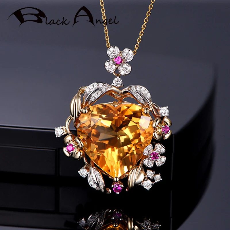 

Ожерелье с подвеской в виде сердца из серебра и цитрина, 20x20 дюймов