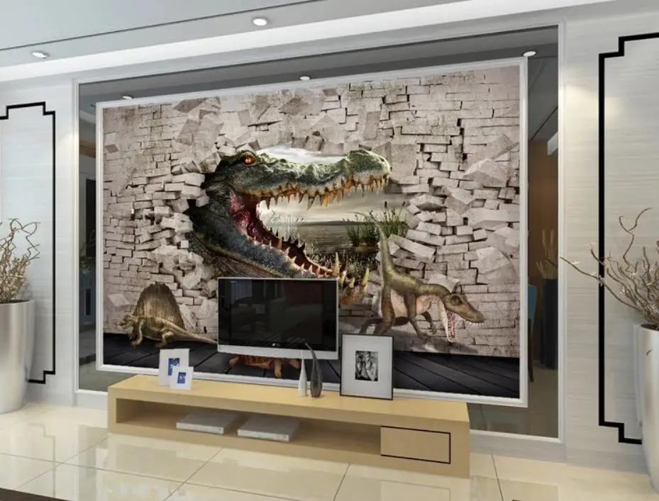 3d Настенные обои для гостиной кирпичная стена животное 3D стерео живопись фоновая