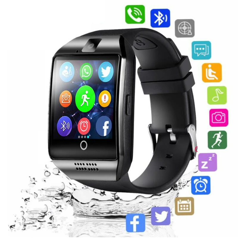 Bluetooth Смарт часы для мужчин Q18 с камерой Whatsapp Facebook Twitter музыкальный плеер