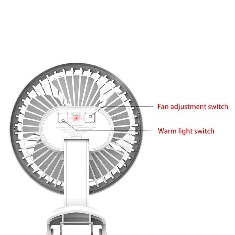 

4000mAh 8-Inch Clip on Fan 3Speeds Fast Air Circulating USB Fan, Sturdy Clamp Portable With LED Warm Lamp 360 Rotation