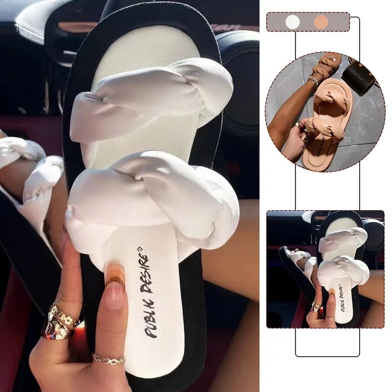 

Women's Woven Platform Sandals 2021 Summer Comfortable Soft Thick Bottom Slippers Woman Outdoor Casual Beach Slides Femme