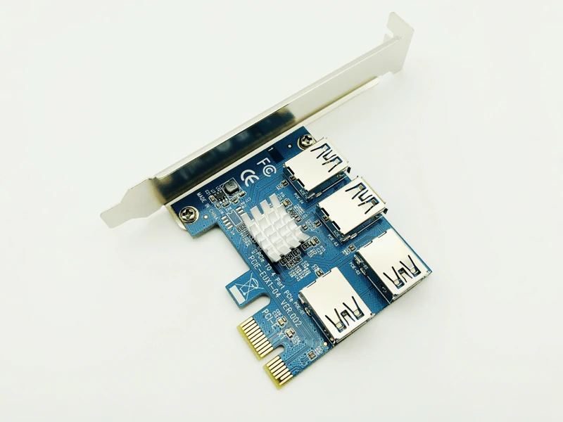 5PCS PCIe 1 to 4 PCI Express 16X Riser Card PCI-E 1X External PCI-e Slot Adapter Multiplier for Bitcoin Miner Mining | Компьютеры и