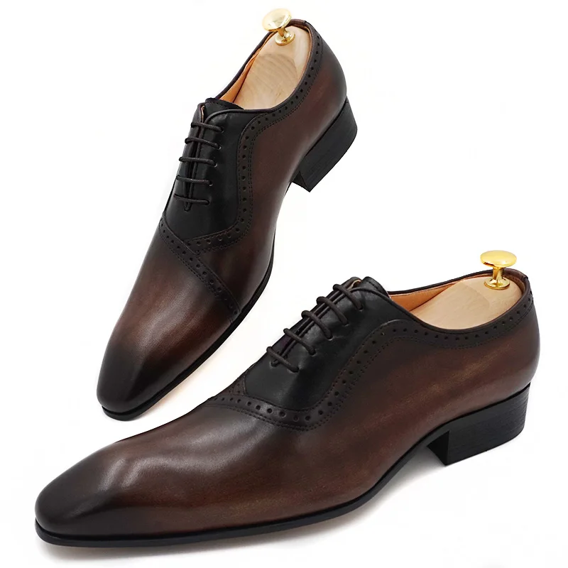 

ELEGANT MEN OXFORDS FORMAL SHOES LACE UP POINTED MAN SHOE BLACK BROWN MEN DRESS SHOES OFFICE BUSINESS WEDDING LEATHER SHOES MEN