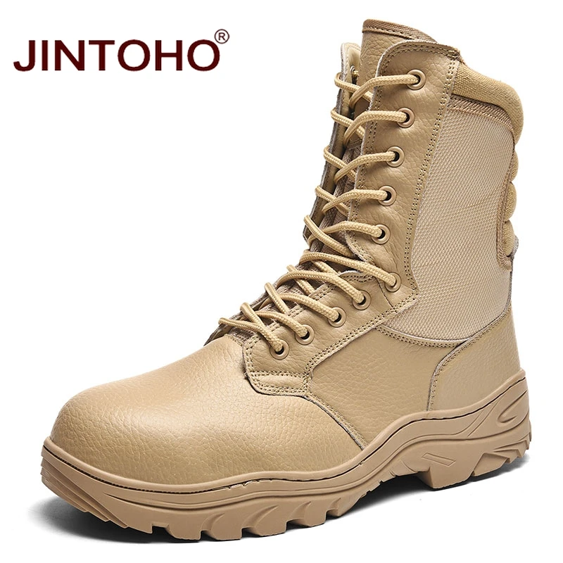 JINTOHO/зимние мужские ботинки из натуральной кожи; рабочие ботинки до середины икры; зимняя обувь из натуральной кожи; мужские ботинки