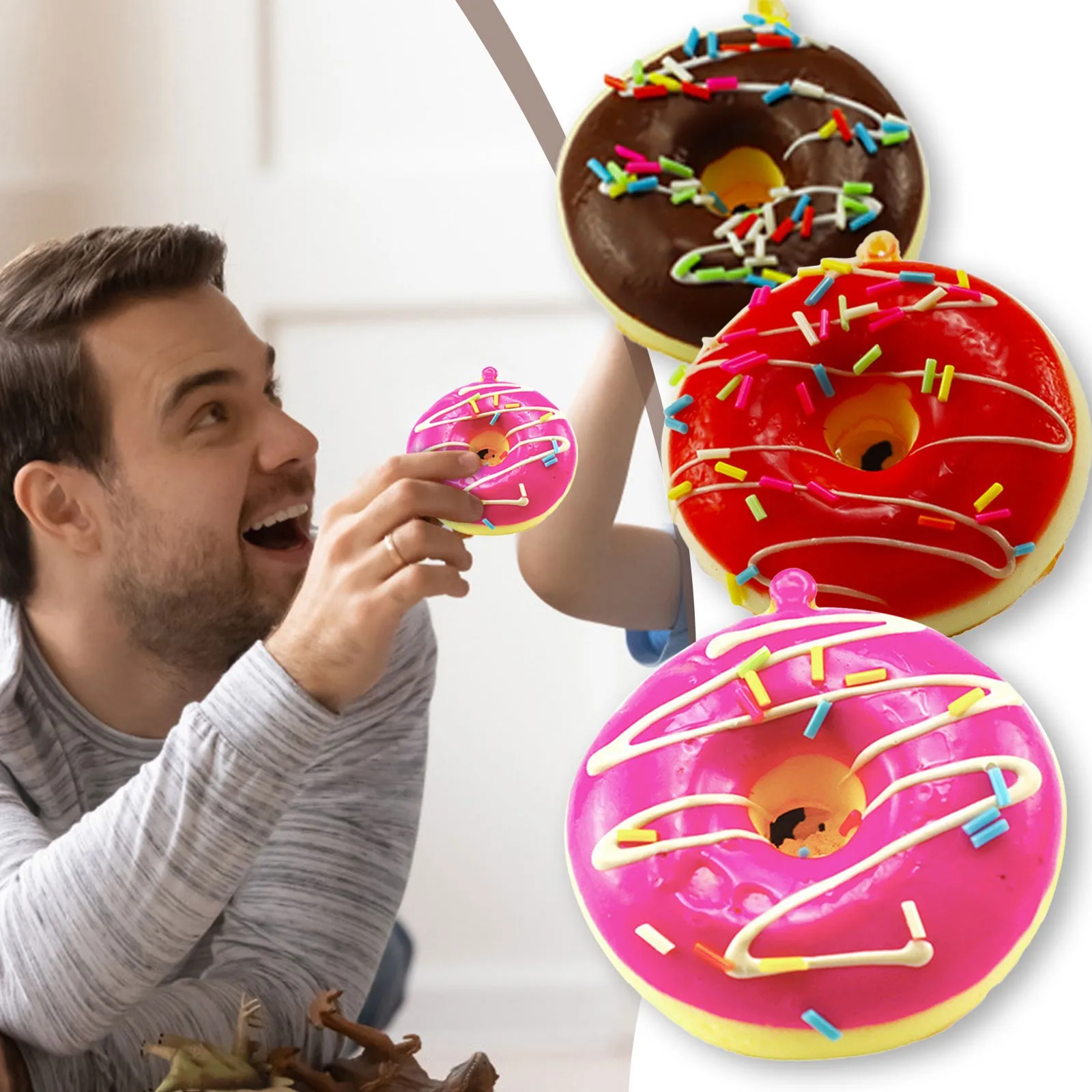 

3PC Squishy Squeeze Stress Reliever Soft Colourful Simulation Doughnut Scented Slow Rising Toys Novelty Toys for Children