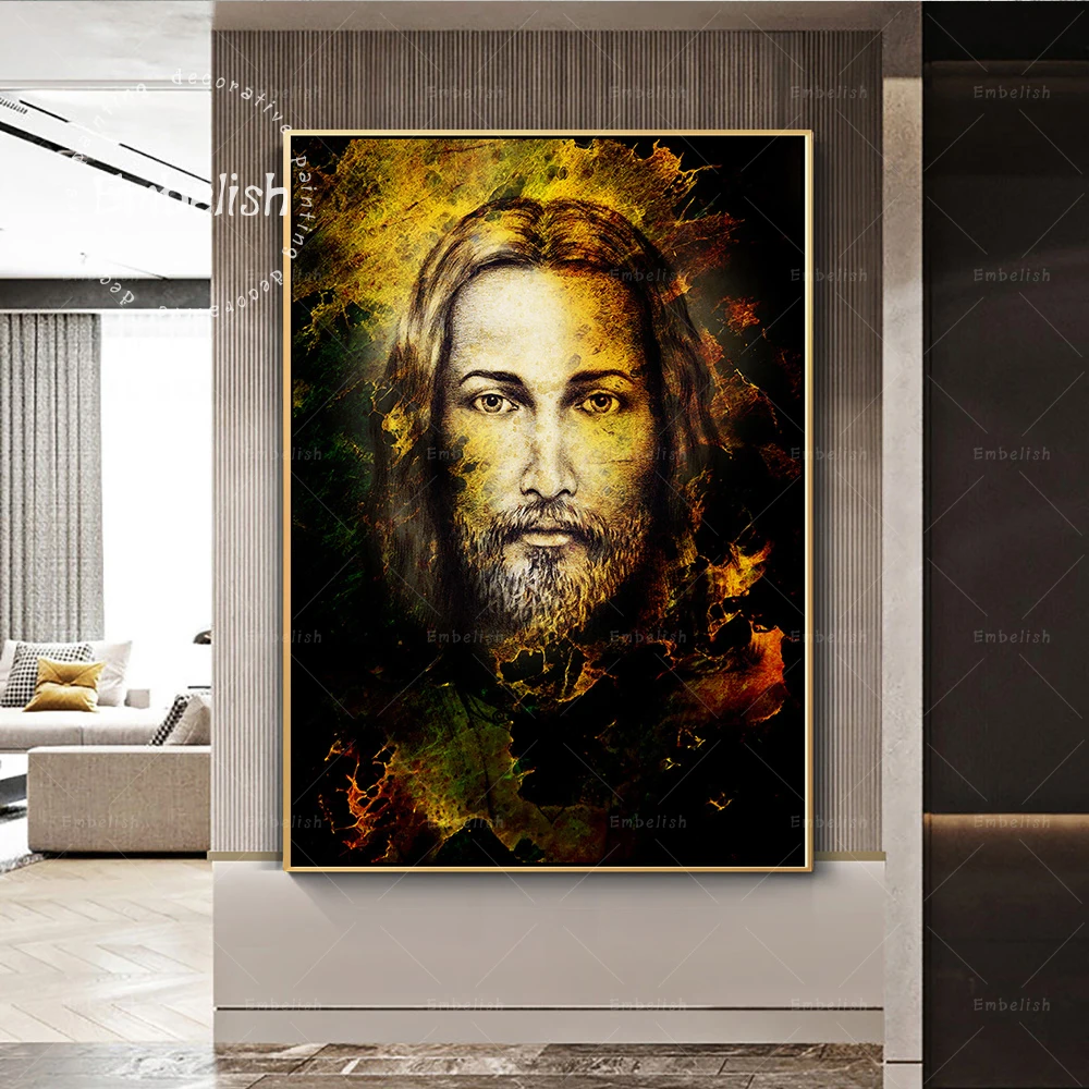

1 Pieces Abstract Jesus Christ Portrait Wal Pictures For Living Room Modern HOme Decor Posters HD Print On Canvas Oil Paintings