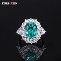 2021 trend 100 925 sterling silver 1014mm tourmaline emerald gemstone high carbon diamond rings for women vintage fine jewelry