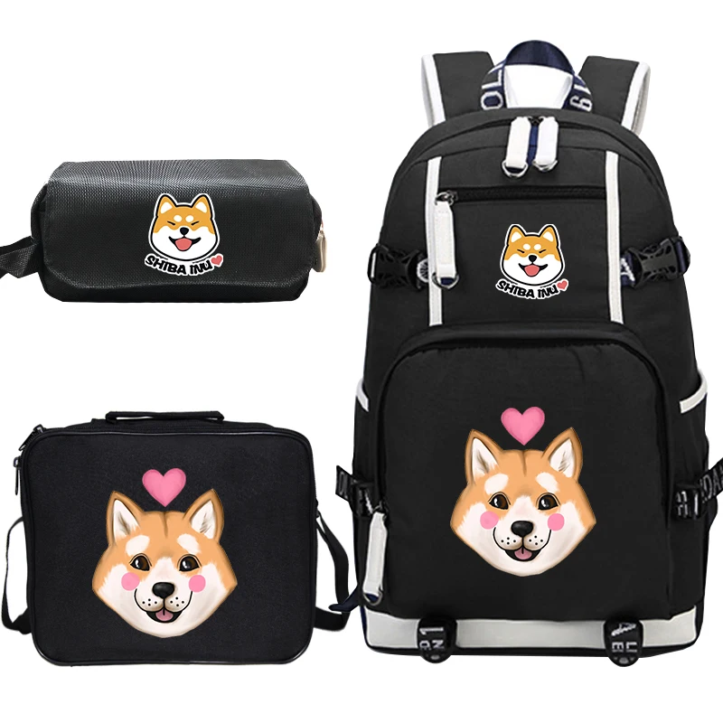Рюкзак Mochila Shiba Inu 3 шт./компл. школьные ранцы для девочек подростков сумка ланча