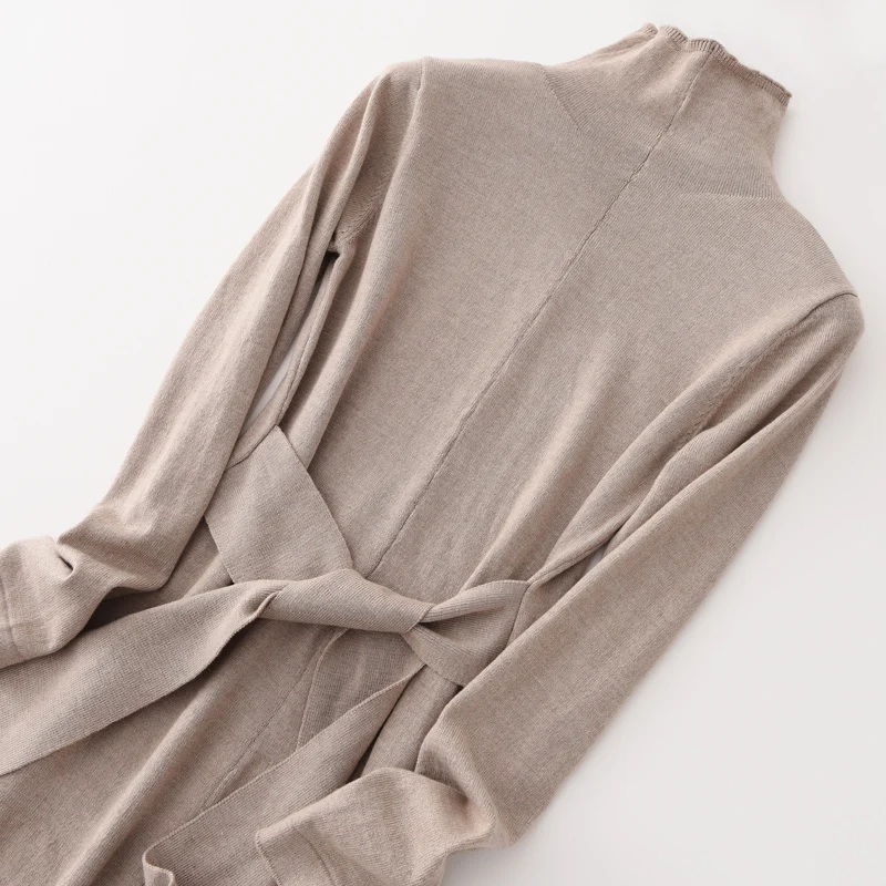 Женское трикотажное платье туника с высоким воротником шерстяное кашемировое