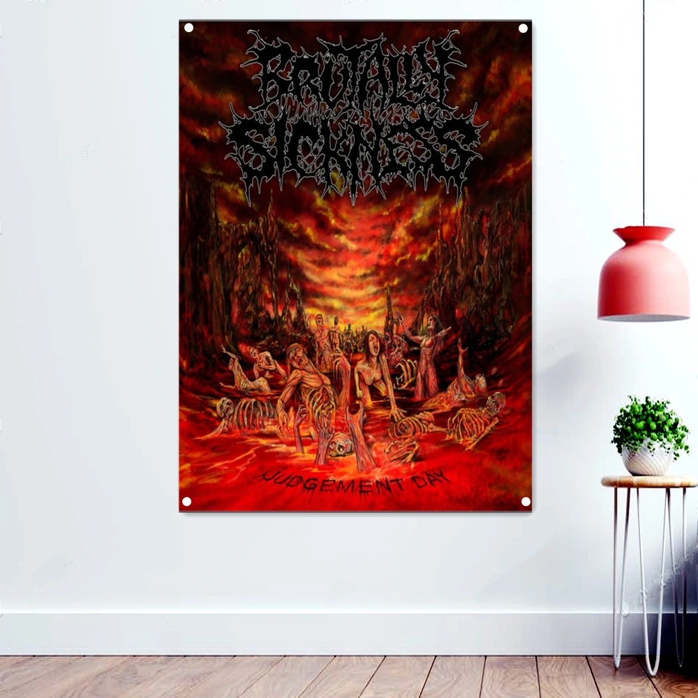

JUDGEMENT DAY Wallpaper Devil Dark Rock Band Artworks Flags Canvas Printing Wall Hanging Brutal Heavy Metal Poster Tattoo Banner