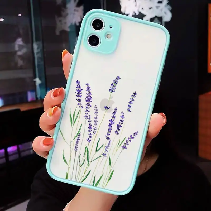 Простой матовый прозрачный чехол для телефона с фиолетовыми цветами iPhone 7 8 x xs xr 11