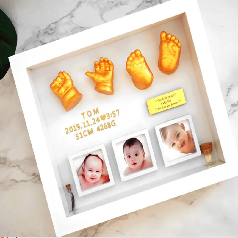 Baby Handprint Footprint Kit 3D Casting Non-Toxic Touch Lanugo&Umbilical Cord Keepsake Bottle DIY Photo Frame 1 Set Of Tool Bag