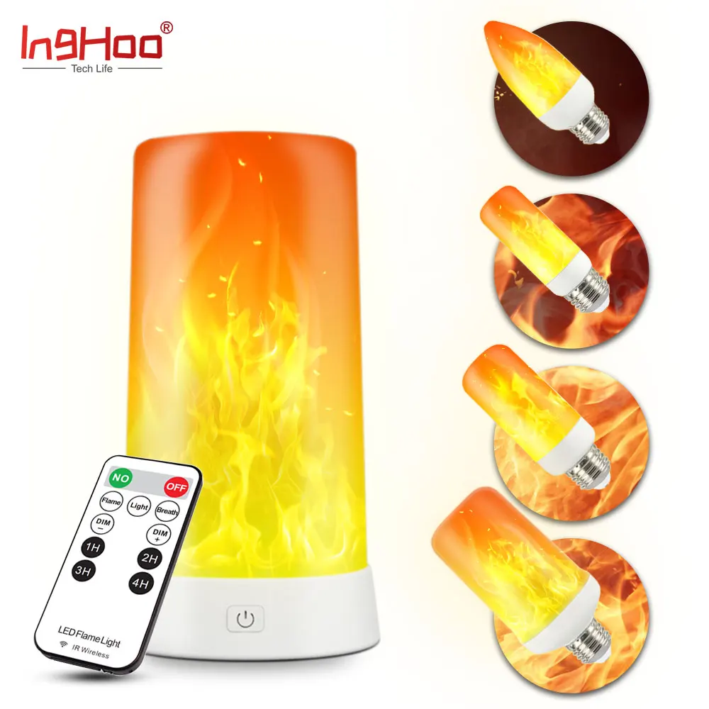 Светодиодсветодиодный настольная лампа IngHoo с эффектом пламени динамический