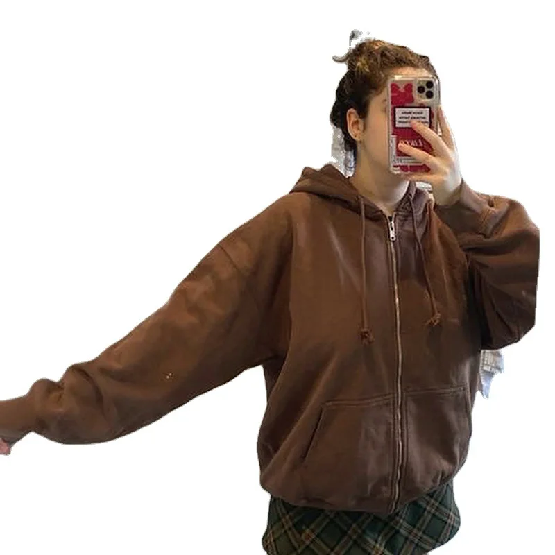 

Women's New Style of Loose and Thin Hooded Cardigan with Large Pocket and Cashmere Sweater Coat Clothes