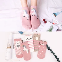 5 pairs new cute socks women harajuku animal cartoon lovely cotton socks meias kawaii frilly socks set ladies female size34 40