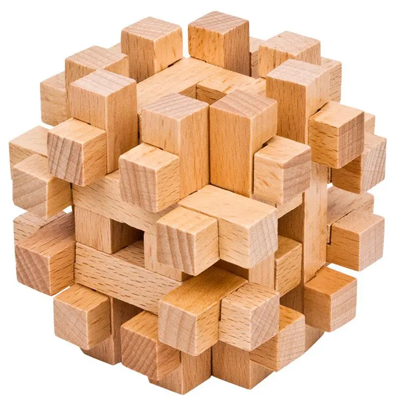 

Обучающая деревянная интеллектуальная игрушка, китайский интеллект, 3D головоломка IQ для творческих взрослых, обучение думанию, практическ...