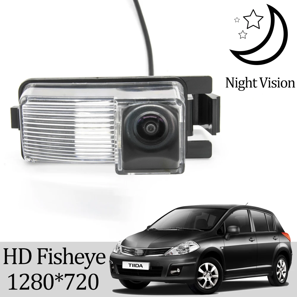 Камера заднего вида рыбий глаз Owtosin HD 1280*720 для NISSAN Tiida/Versa/Latio Hatchback C11 2004 2012