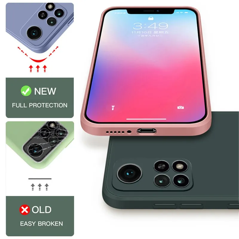 Чехол для Redmi K40 Pro тонкий квадратный жидкий силиконовый чехол Xiaomi Mi 11 10T 10 Lite Note 9 9S