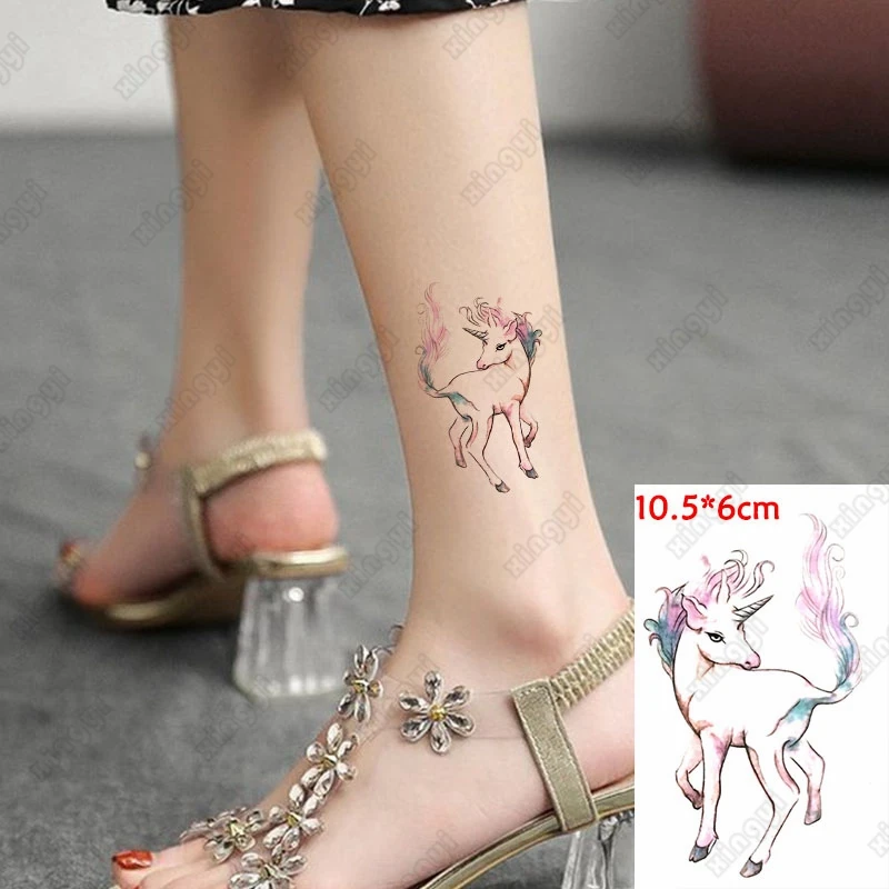 Водостойкие временные тату-наклейки лошадь Пегас животные крыло птица белка