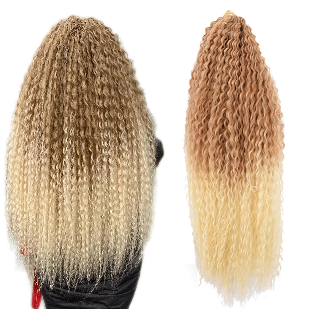 

20inch Afro Kinky Curly Crochet Ombre Synthetic Braiding Hair Extensions Brazilian Marly Braid For Russian Women Black Blonde