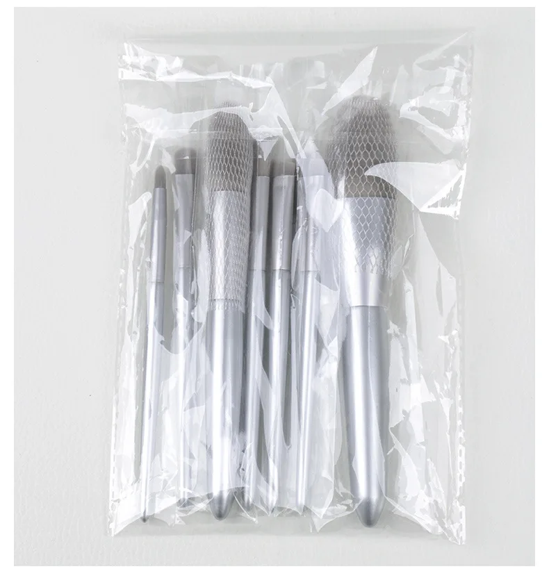 

10Pcs Silver Makeup brushes set Professional Natural hair brushes Foundation Powder Contour Eyeshadow make up brushes