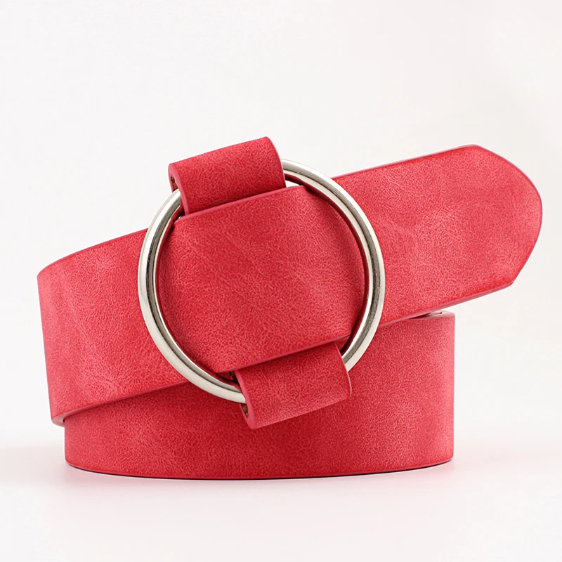 

Genuine Quality Ladies Fashion Latest Needle-free Metal Round Buckle Belt Jeans Wild Luxury Brand The Women Belt For