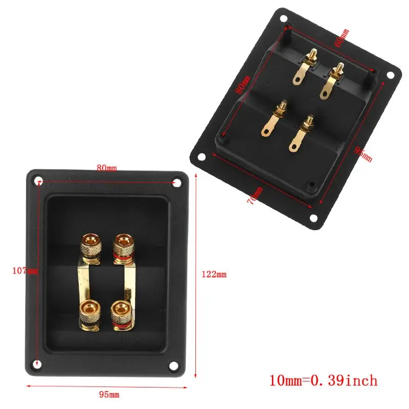 

1 Pc Terminal Cup Connector 266 Parts Express Binding Posts Gold Banana Jacks Recessed Bi-Amp Speaker Box Black