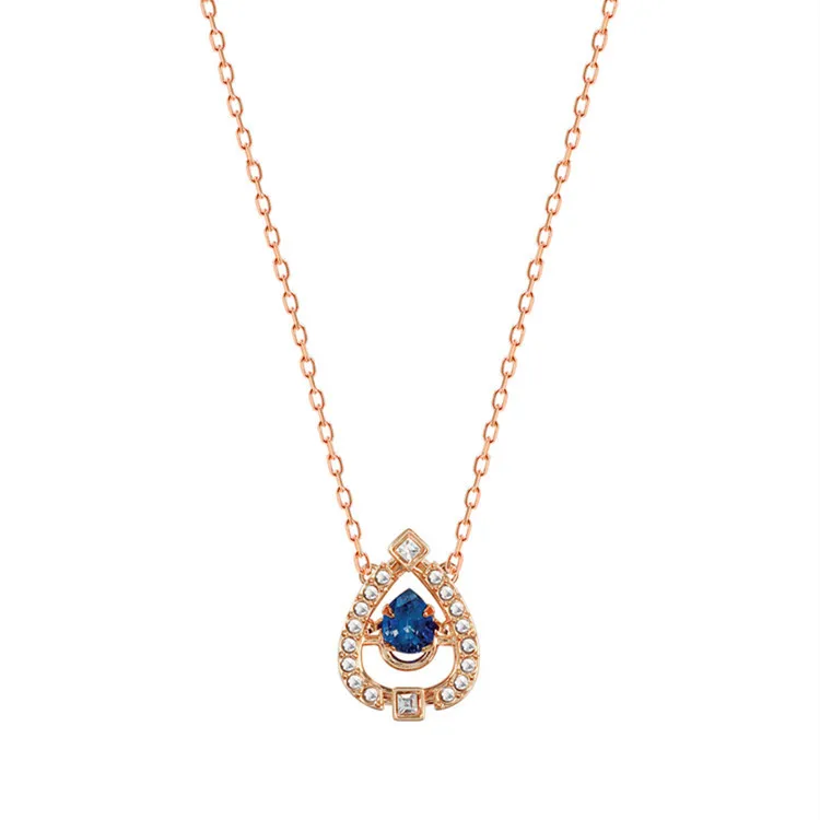 

Подвеска из розового золота в форме капли с синими бриллиантами, 1:1