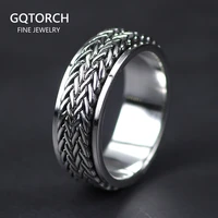 925 sterling silver rotatable rings for men and women simple hemp rope type spinner rings vintage thai silver mens jewelry