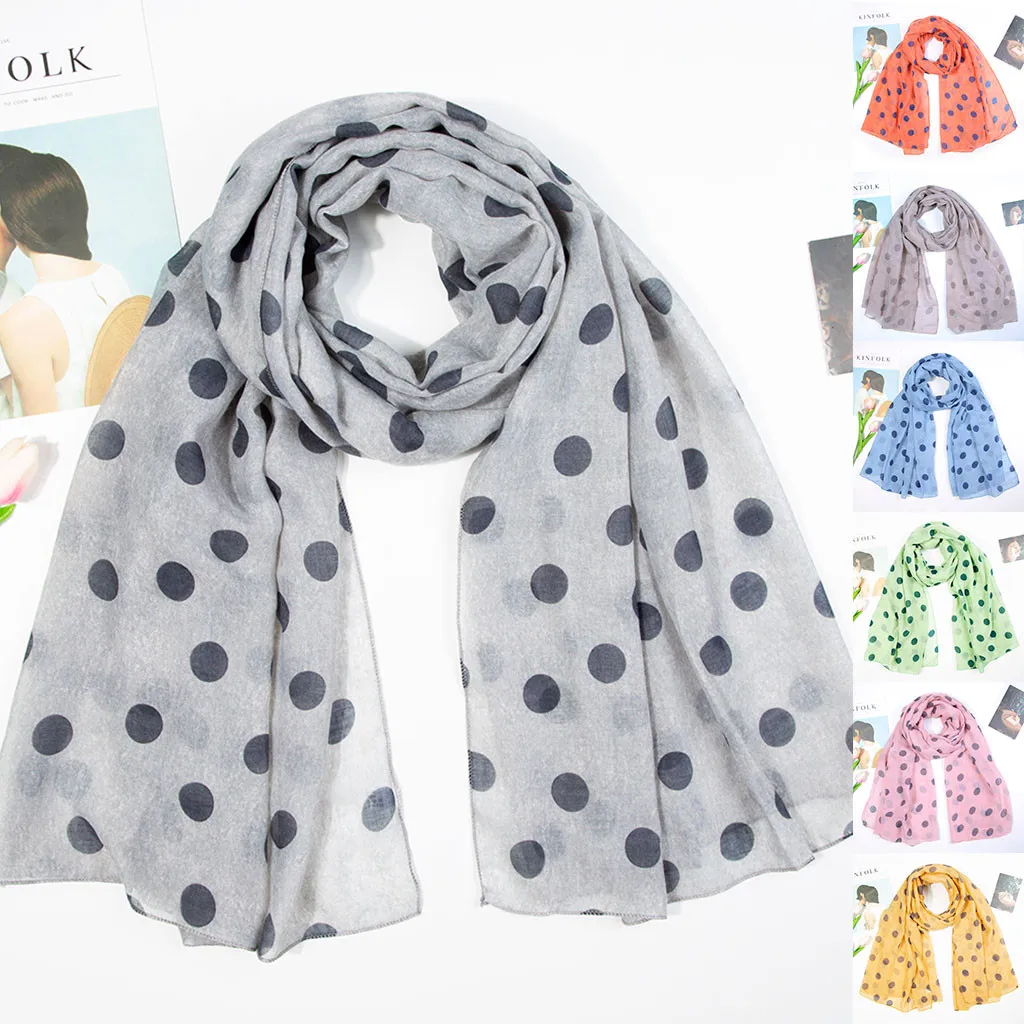 Женский женский чистый волнистый с принтом шифон шаль на голову мягкий длинный