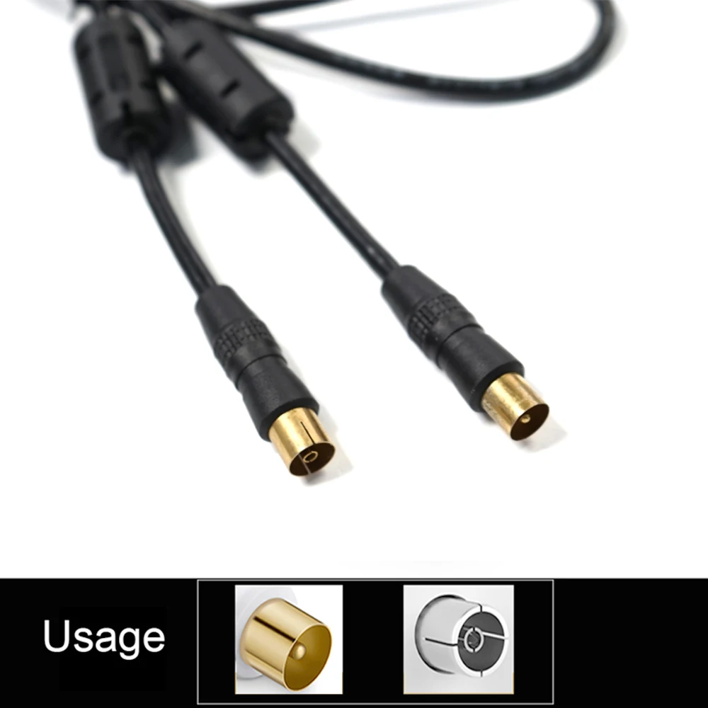 

Vmade 1M Black RF Coaxial Cable Connector Used in DVB-T TV Adapter Extension For home theat 99.96% pure OFC