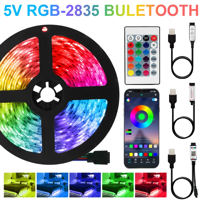 

5V LED luzes USB 3key controle fita irneon luzes de tira bluetooth fita flexível diodo pc tv backlight LED RGB 2835 DC