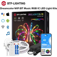 Светодиодная лента Dreamcolor WS2811 WS2812B RGBIC, гибкая лампа с поддержкой Wi-Fi, BT, музыкальное управление через приложение, для комнаты, спальни, вечеве...