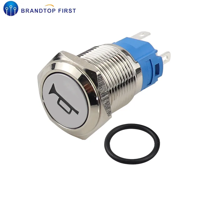 Металлический кнопочный переключатель 16 мм для приборной панели с символом под