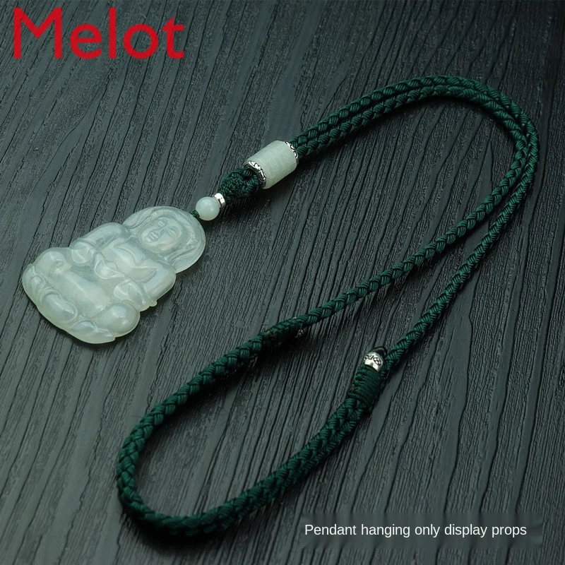 

Jade Jade Hetian Jade Pendant Rope Handmade Necklace Rope Thick Type Jade Pendant Lanyard Adjustable Rope 12-Strand Braided Rope