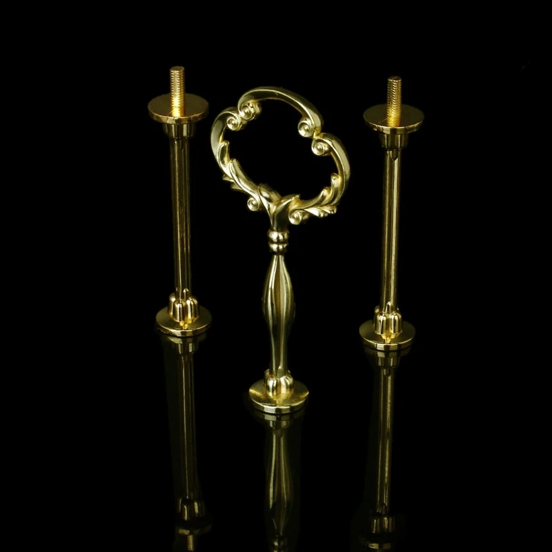 3 ярусная подставка для торта с цветочным рисунком (золотистая)| |