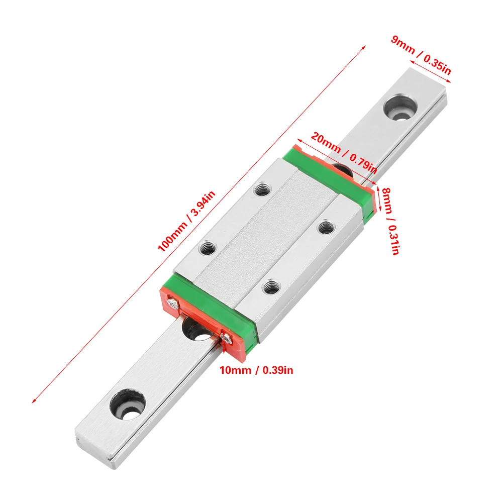 100mm MGN9H Miniature Linear Rail Guide 9mm Width + Slide Block | Обустройство дома