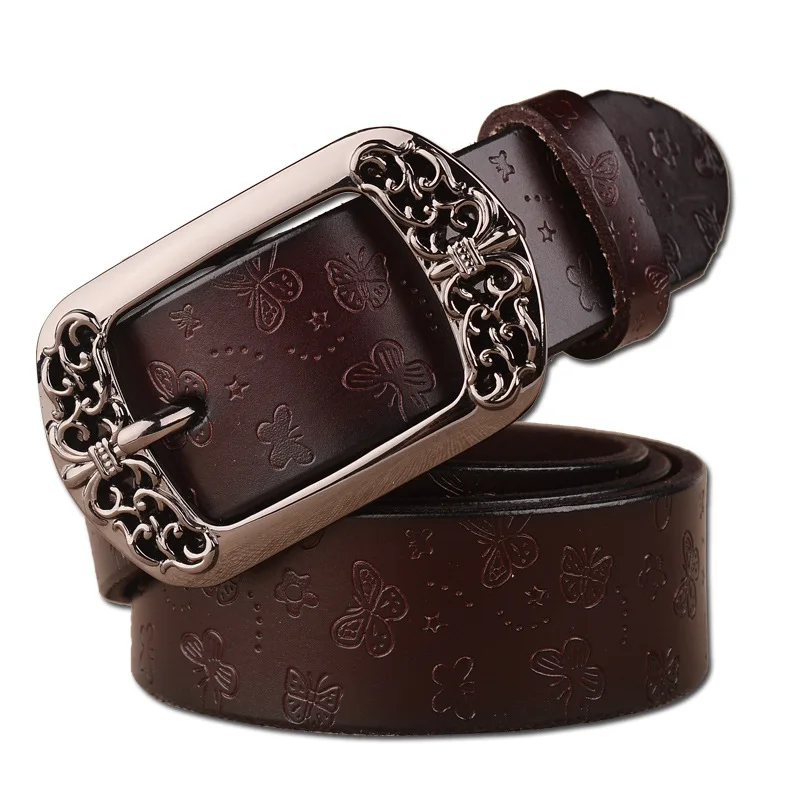 

Explosive Ladies Pin Buckle Leather Belt Women's Retro Casual Decoration Carved Leather Belt All-match