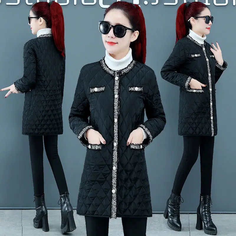 2023 Women Long Cotton Jacket  Autumn Winter Parkas Female  Slim Warm Outerwear Ladies Fashion Cotton-padded Coats H526
