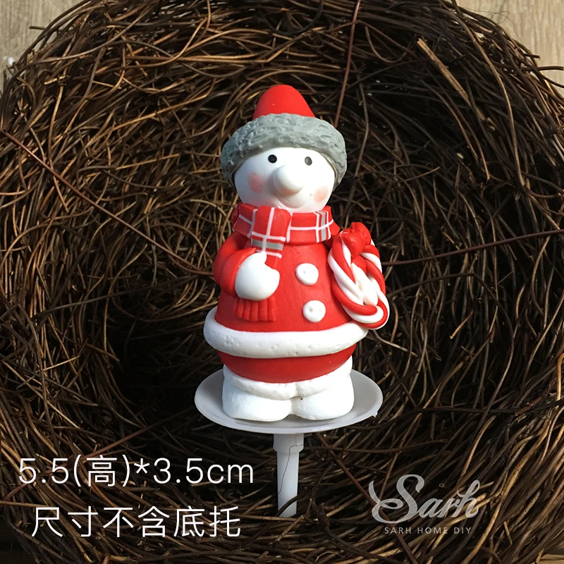 Wreath snowman Рождественская елка сосновые шишки сани торт Топпер для рождественские вечерние принадлежности Снеговик Санта Клаус Декор год выпечки Любовь Подарки - Цвет: Wreath snowman